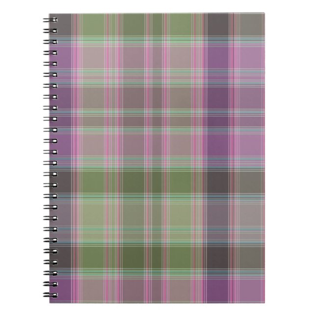 Grönt, lilac Classic tartan. Anteckningsbok (Framsidan)