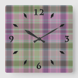 Grönt, lilac Classic tartan. blöjor Fyrkantig Klocka