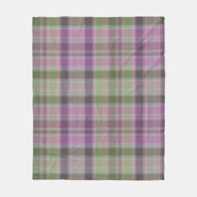 Grönt, lilac Classic tartan.  Fleecefilt (Framsidan)