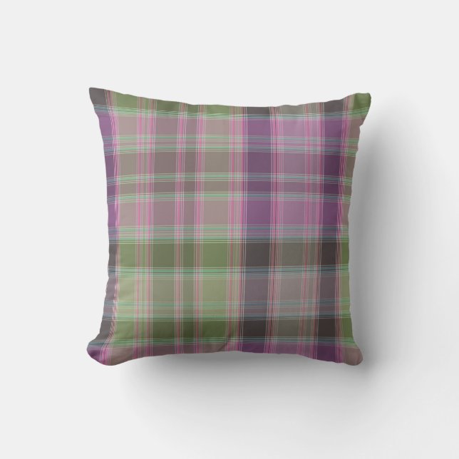 Grönt, lilac Classic tartan Kudde (Framsida)