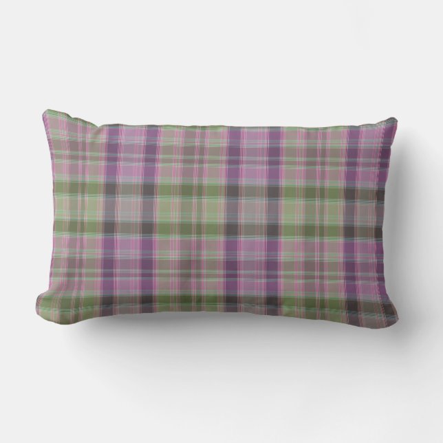Grönt, lilac Classic tartan. Lumbarkudde (Framsida)