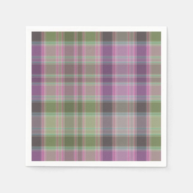 Grönt, lilac Classic tartan. Pappersservett (Framsidan)