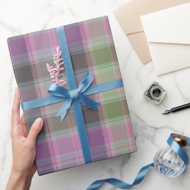 Grönt, lilac Classic tartan. Presentpapper (Gifting)