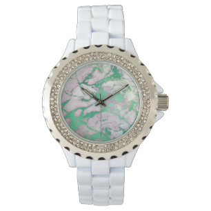 GRÖNT LILAC SWIRL MARBLE WHITE GNISTRA BAND WATCH ARMBANDSUR
