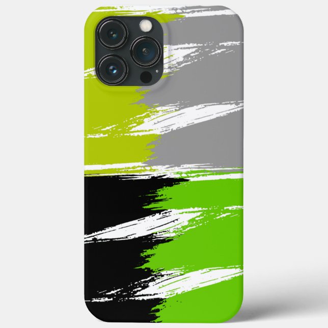 Grönt Lime Grått Black White Push Stroke Paint (Baksida)