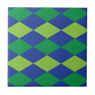 Grönt Lime Green Diamond Checkered Mönster Kakelplatta