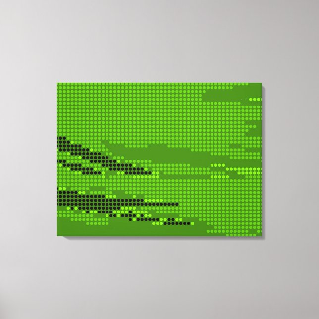 GRÖNT LIME NEON RETRO DOTS ART CANVASTRYCK (Framsida)
