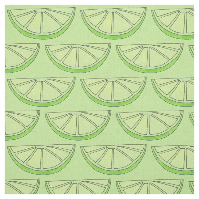 Grönt Lime Slice Wedge Citrus Fruit Grove Tyg (Provkarta)
