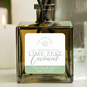 Grönt lime zest coconut-renad diffusorprodukt fyrkantigt klistermärke