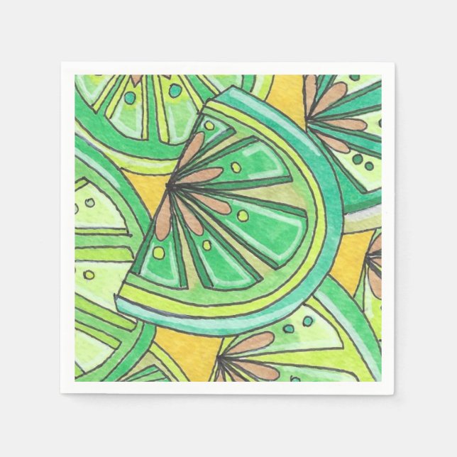 Grönt Limey Cocktail Napkins Pappersservett (Framsidan)