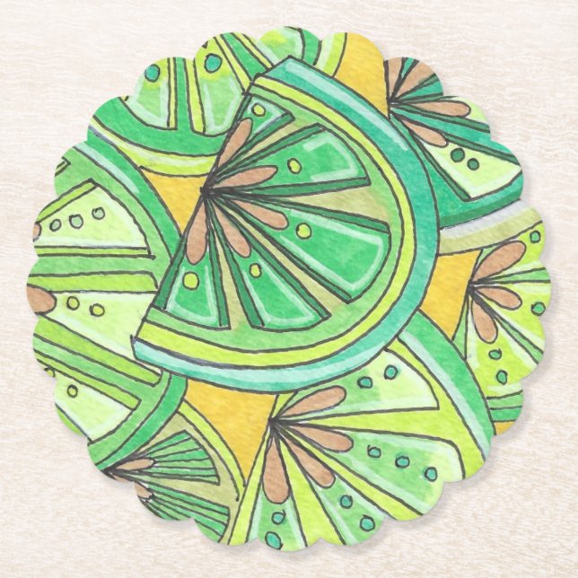 Grönt Limey Scalloped Underlägg (Framsida)