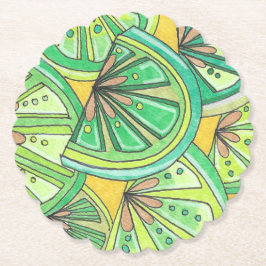 Grönt Limey Scalloped Underlägg Papper