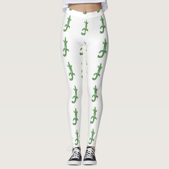 grönt, limmad vit leggings (Framsida)