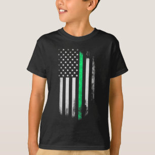 Grönt Line American Flagga St patrick's day T Shirt