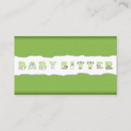 Grönt Linen Babysit & Child Care Card Visitkort