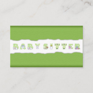 Grönt Linen Babysit & Child Care Card Visitkort