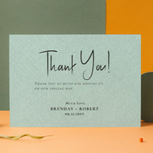 Grönt Linen Simple Script Välkommen - tackkort Tack Kort