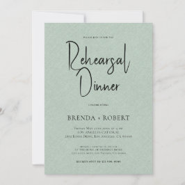 Grönt Linen Simple White Script Rehearsal Dinner Inbjudningar