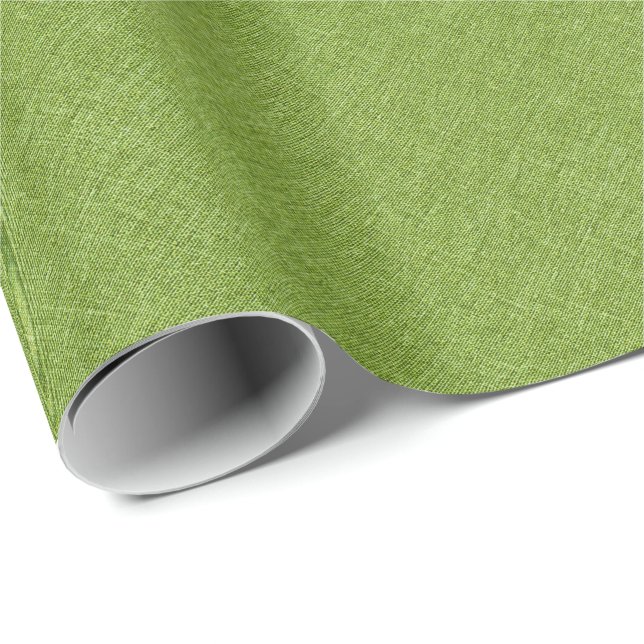 Grönt Linen Struktur Presentpapper (Rullad Hörn)