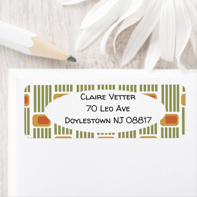 Grönt Linjer och rutor Returadress Etikett (Insitu)
