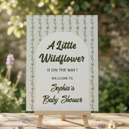 Grönt litet vildblomma Baby Shower