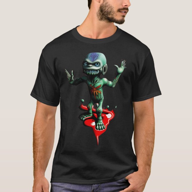 Grönt Little Alien T Shirt (Framsida)