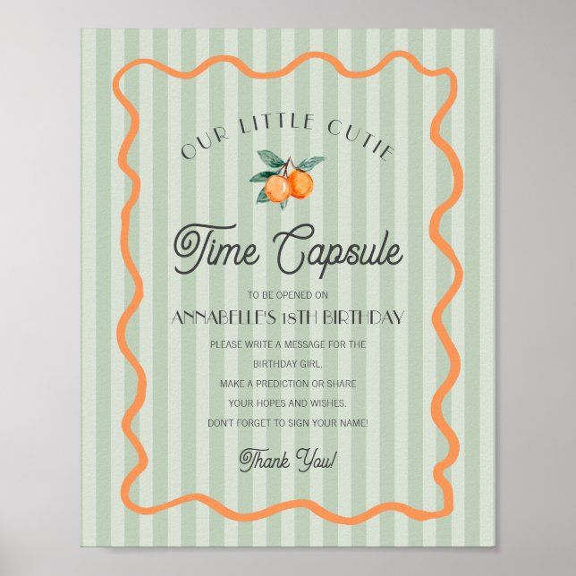 Grönt Little Cutie Citrus Birthday Time Capsule Poster (Framsidan)
