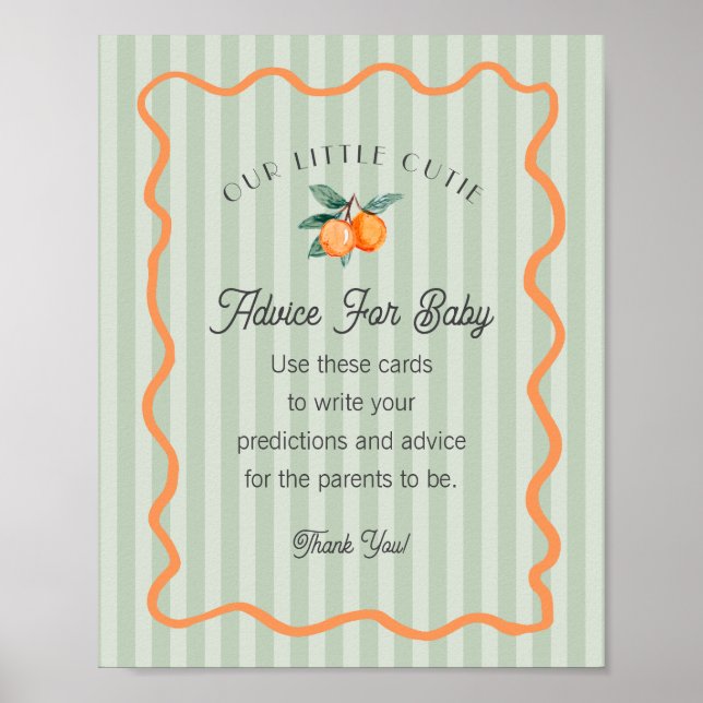 Grönt Little Cutie Citrus Shower Advice for Baby Poster (Framsidan)