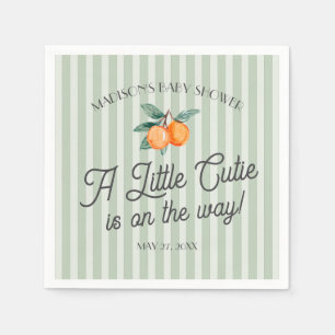 Grönt Little Cutie on the Way Citrus Baby Shower Pappersservett