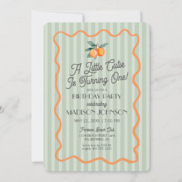 Grönt Little Cutie Pastel Citrus Theme Birthday Inbjudningar
