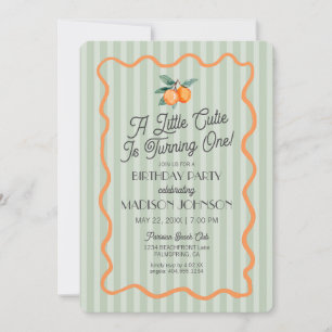 Grönt Little Cutie Pastel Citrus Theme Birthday Inbjudningar