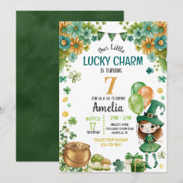 Grönt Little Leprechaun Girl St. Patricks Birthday Inbjudningar