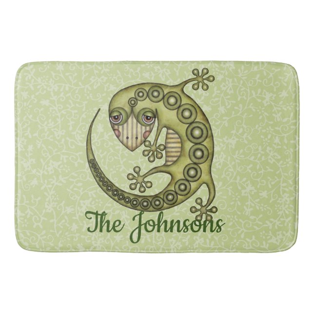 Grönt Lizard Badrumsmatta (Framsidan)