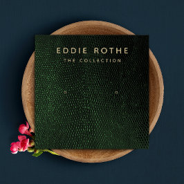 Grönt Lizard Skin Stud Earring Visning Card Fyrkantigt Visitkort