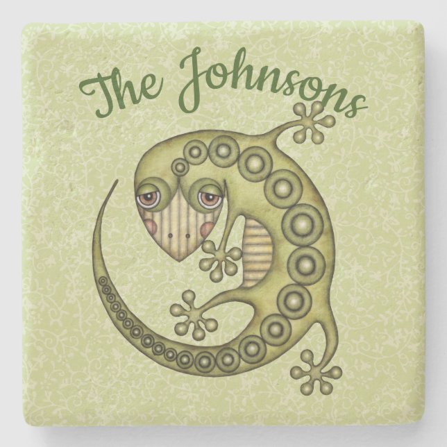 Grönt Lizard Stenunderlägg (Framsidan)