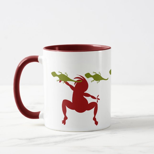 Grönt Lizards & Red Dancing Kokopelli Mugg (Vänster)