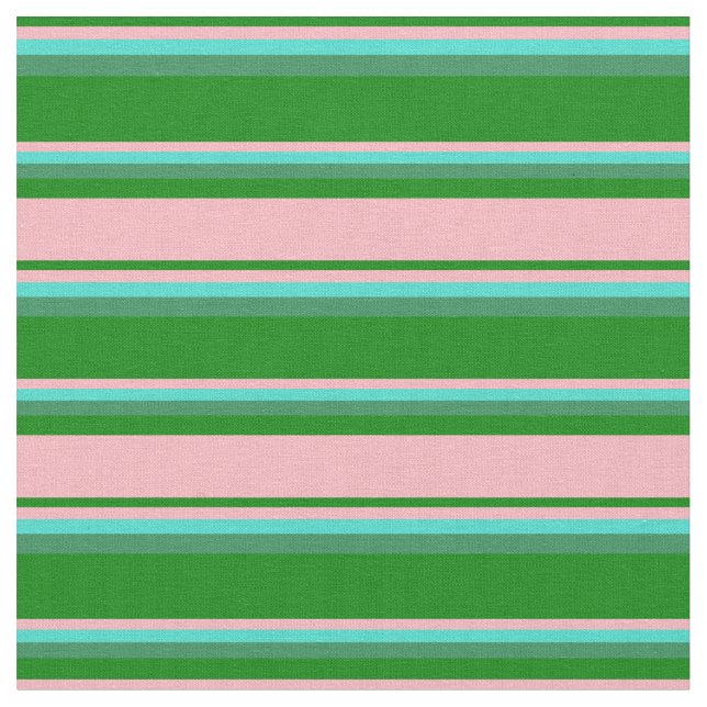 Grönt, Ljus rosa, turkos och Grönt vid havet Mönst Tyg (Närbild)