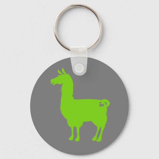 Grönt Llama Keychain Nyckelring (Framsida)