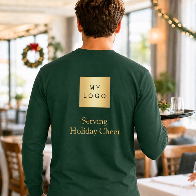 Grönt logotyp jul personal bemanning serverar höst t shirt (Skapare uppladdad)