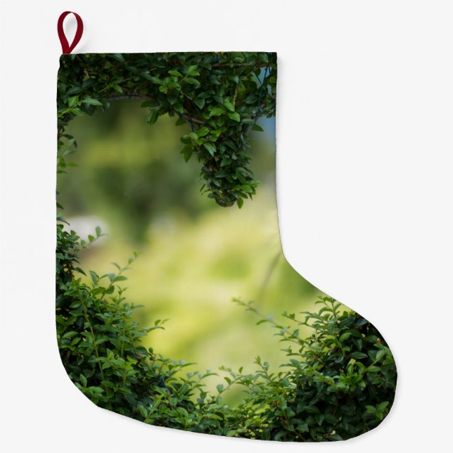 Grönt Lokalt hjärta Stor Julstrumpa (Framsidan)