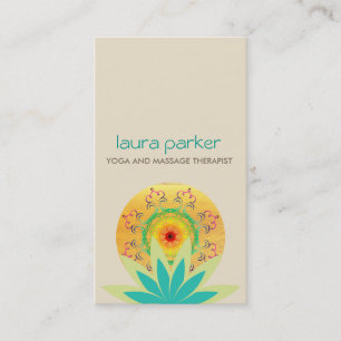 Grönt Lotus Flower Logotyp Yoga Damask Healing Hea Visitkort