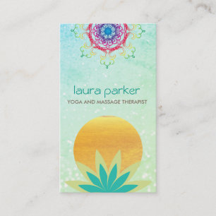 Grönt Lotus Flower Logotyp Yoga Healing Health Visitkort