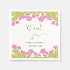 Grönt Lotus Lily Flowers Bröllop Indian Pappersservett