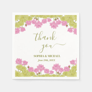 Grönt Lotus Lily Flowers Bröllop Indian Pappersservett