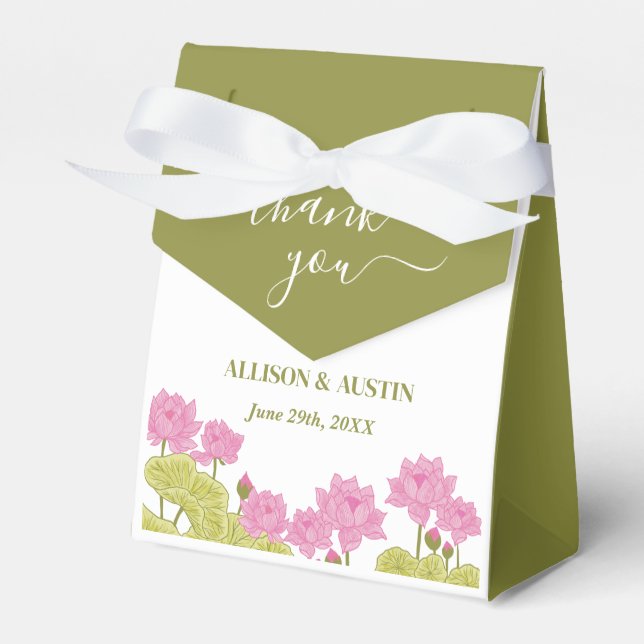 Grönt Lotus Lily Flowers Bröllop Indian Presentaskar (Framsidan Sidan)