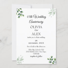 Grönt Löv 45:e Bröllop-årsdagen Inbjudningar