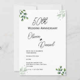 Grönt Löv 50:e Bröllop-årsdagen Inbjudningar