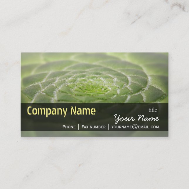 Grönt Löv Aeonium Tabuliforme Business Template Visitkort (Framsida)