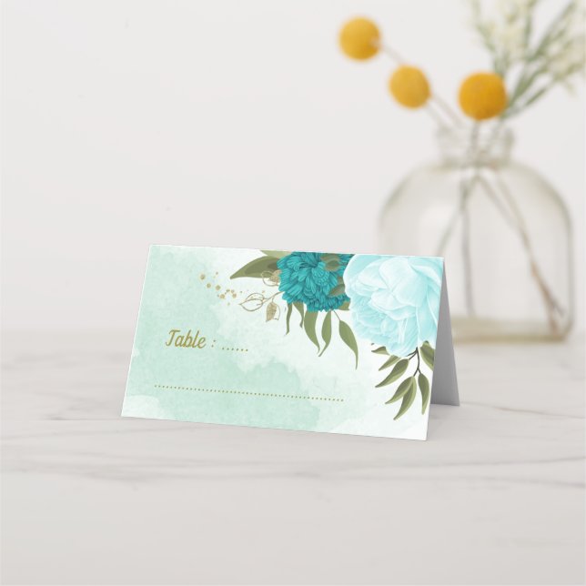 grönt löv av turkos placeringskort (Framsida)