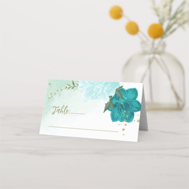 grönt löv av turkos placeringskort (Framsida)